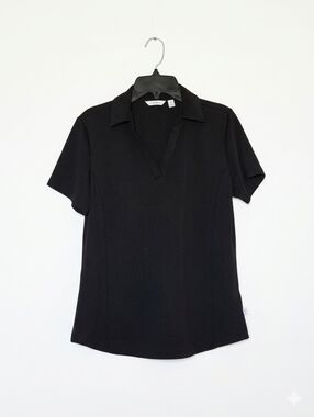 Lady Hagen Golf Pickleball Polo Top Medium Black V-Neck Performance Athletic